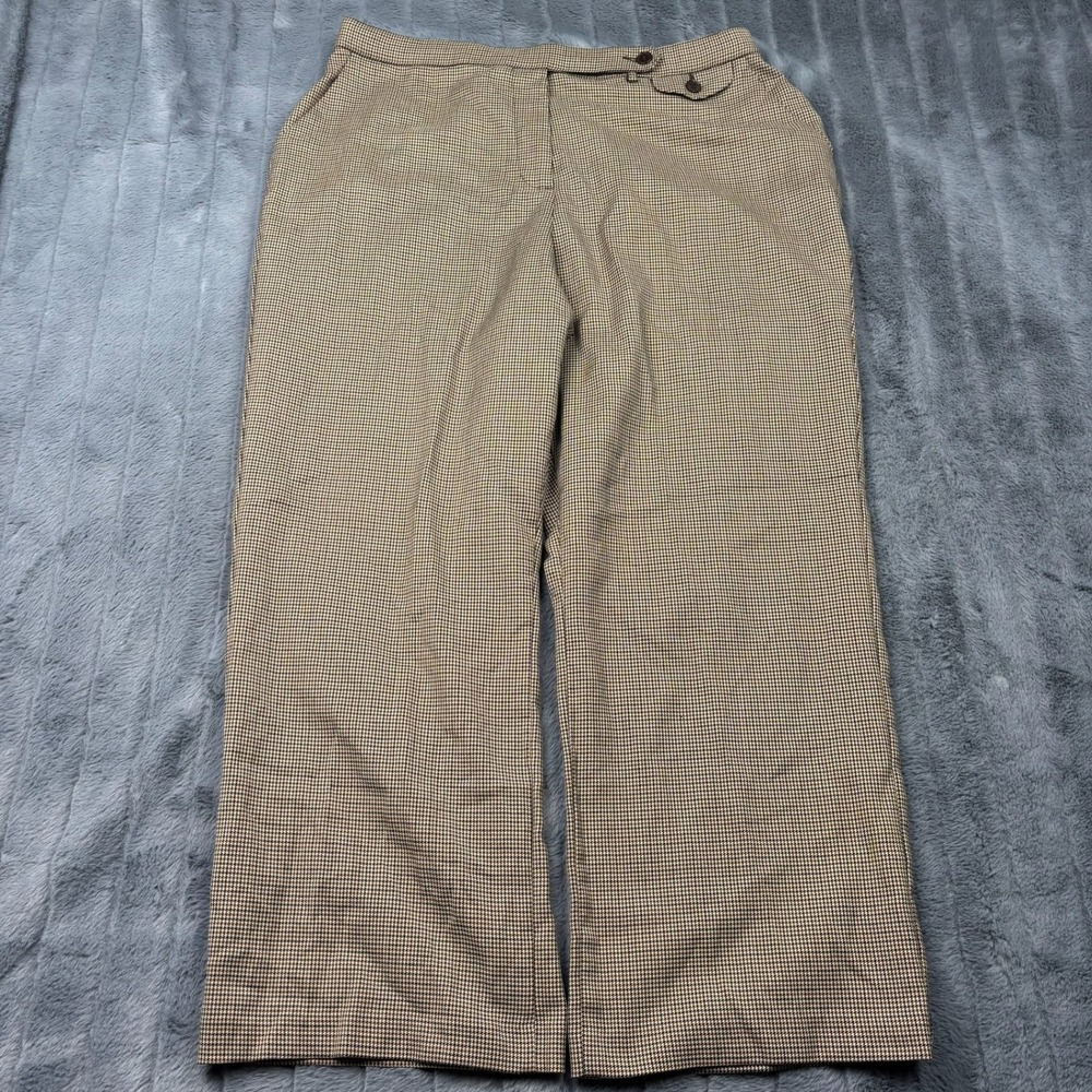 Investments Petites Brown Houndstooth Wide Leg Dress Pants Size 16P
